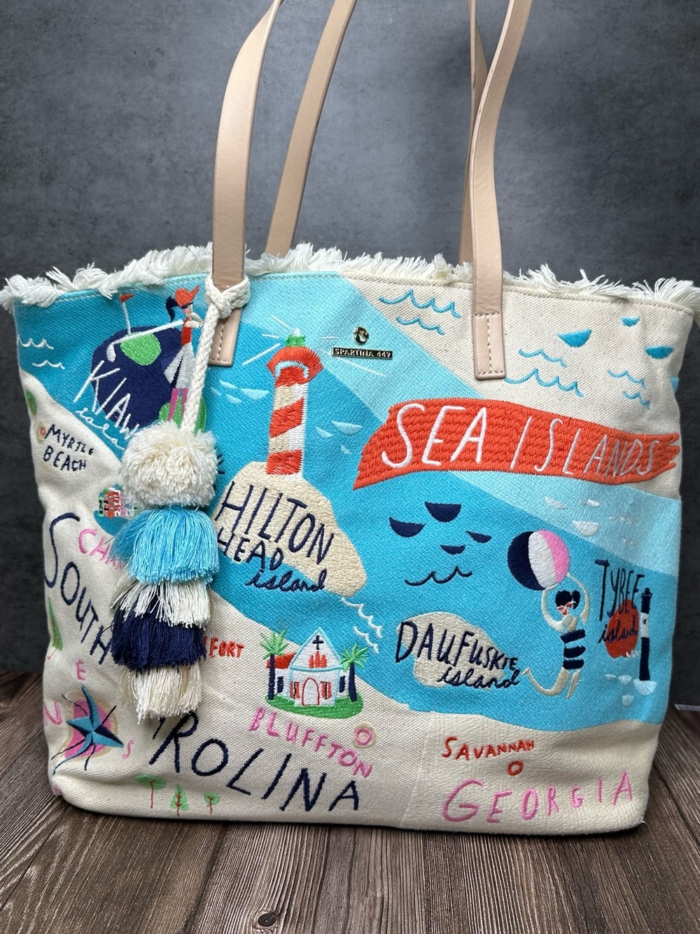 Spartina 449 “Sea Islands” Embroidered Coastal Tote Bag